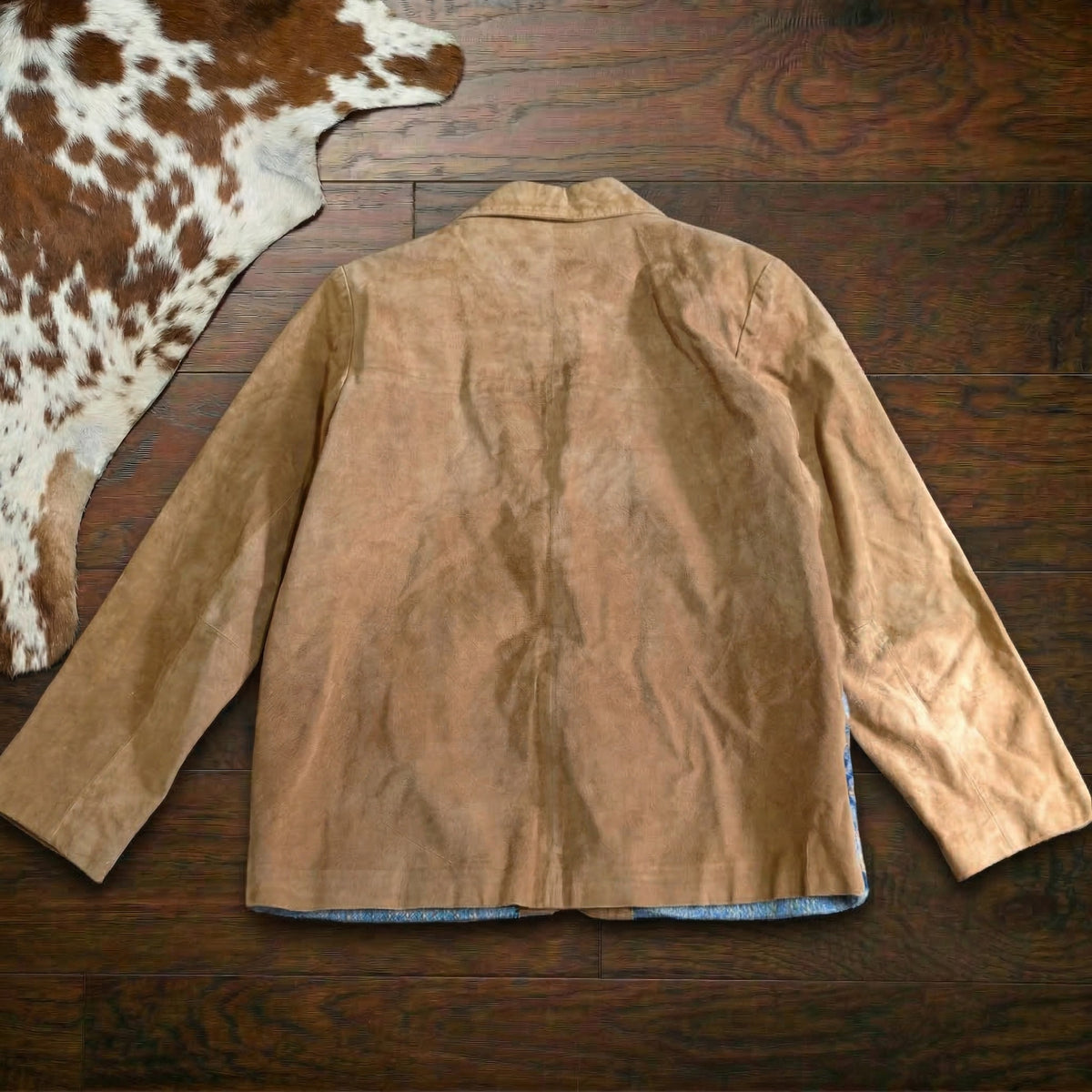 Vintage Cedar Canyon Suede Leather Southwestern Knit Button Jacket Size M