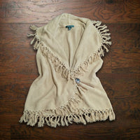 Lauren Ralph Lauren Linen Silk Knit Fringe Concho Vest Size L