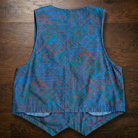 Vintage 1990s Koret City Blues Geometric Southwestern Print Vest Petites S