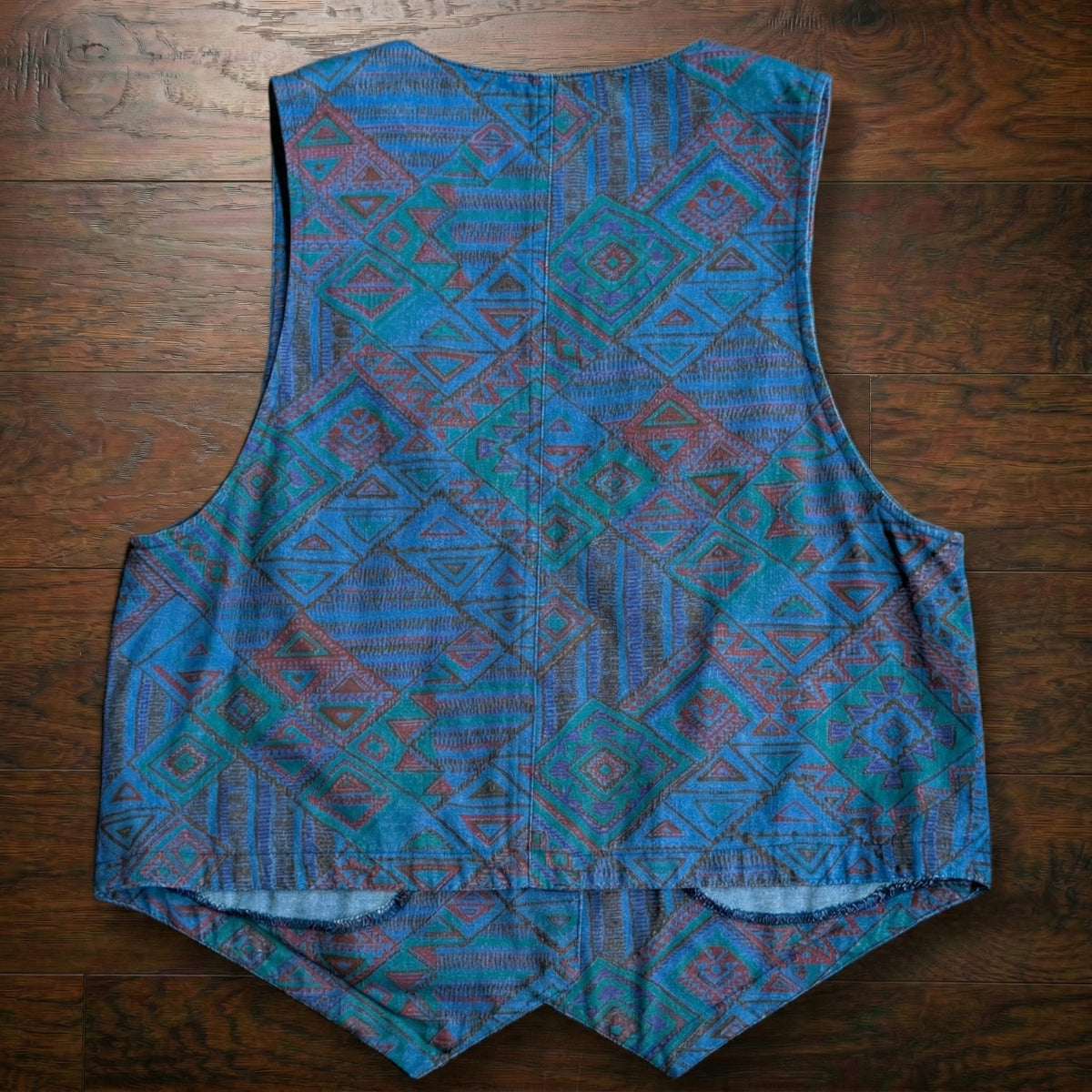 Vintage 1990s Koret City Blues Geometric Southwestern Print Vest Petites S