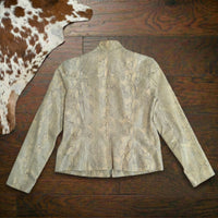 Alfani Genuine Leather Snakeskin Print Zip Jacket Size P (Fits PS)