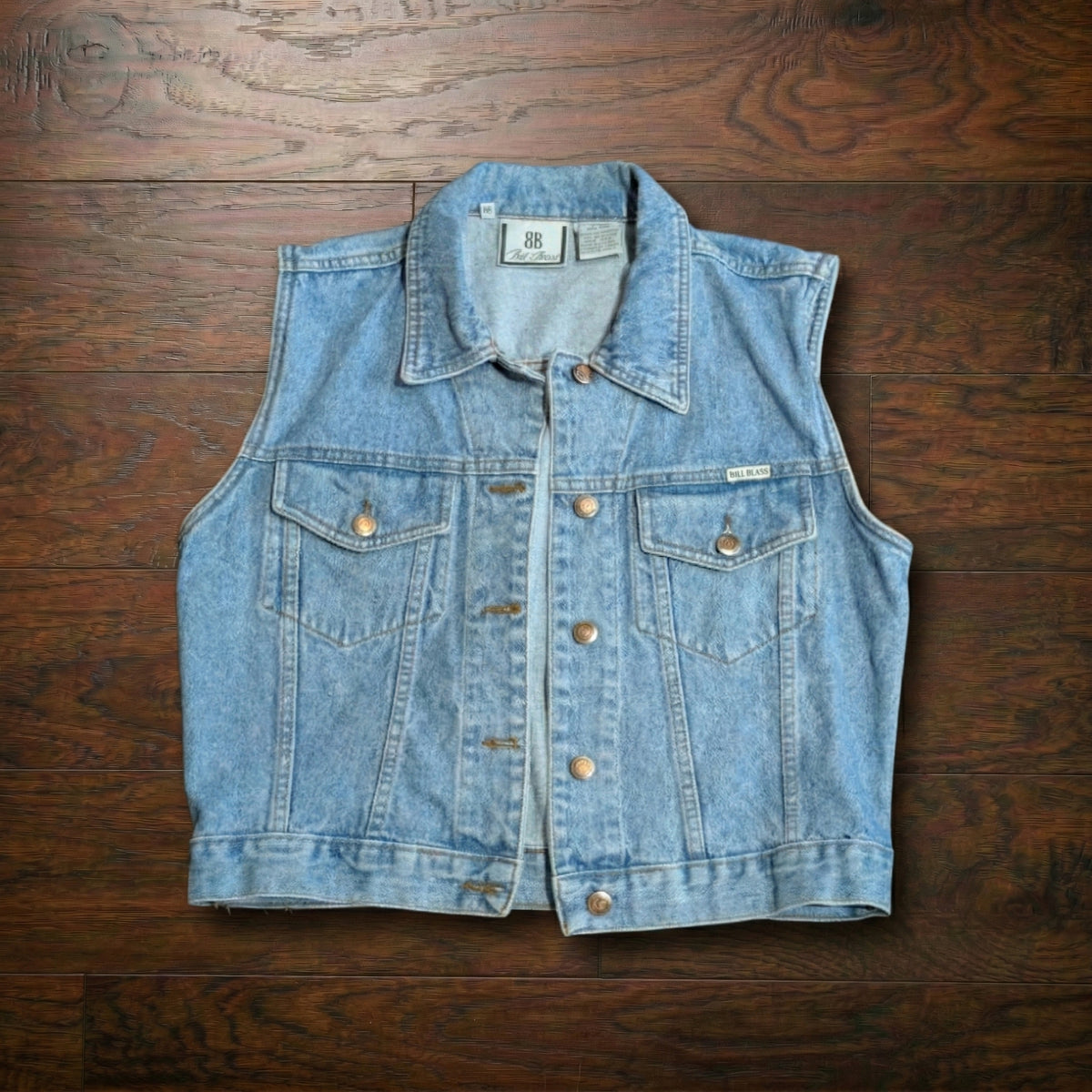 Vintage 1990s Bill Blass Light Wash Denim Vest Unisex Size M