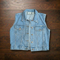 Vintage 1990s Bill Blass Light Wash Denim Vest Unisex Size M