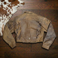 Vintage 1980s B.B. Dakota Cropped Distressed Leather Concho Jacket Size S