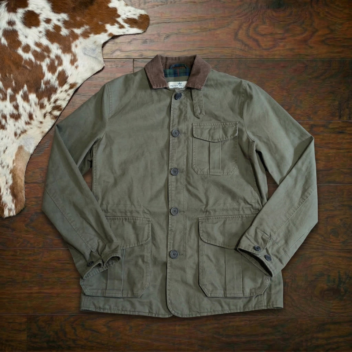 Peter Manning Olive Green Corduroy Collar Flannel Lined Barn Jacket Size 1 (XS)