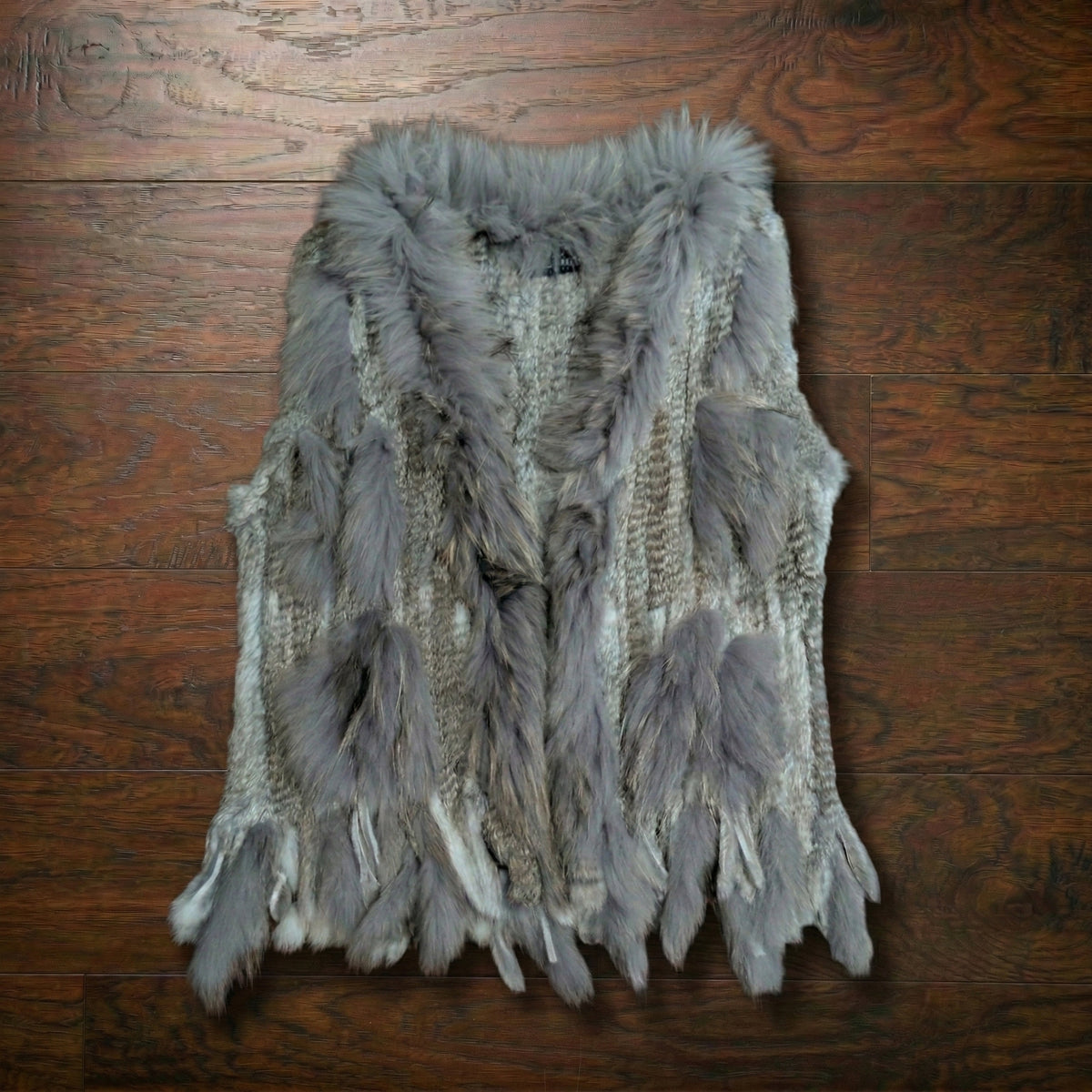 Vintage Y2K Victoria el Genuine Rabbit Fur Fringe Vest Fits M