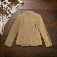 Liz & Co. Tan Genuine Suede Button Front Blazer Jacket Size S