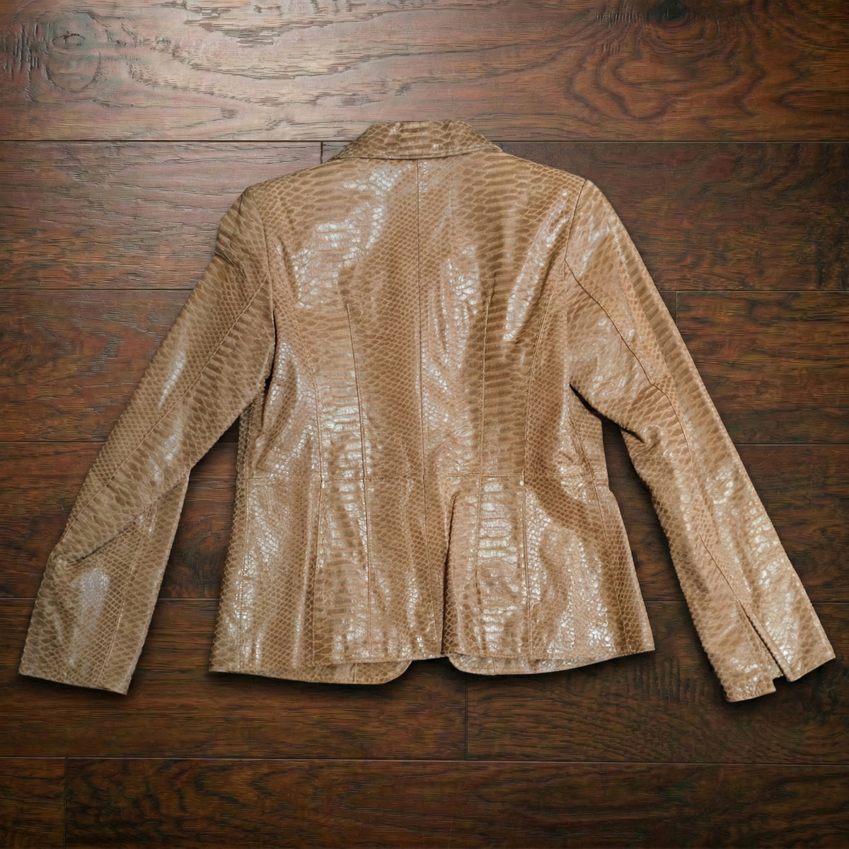 Vintage 1990s Pamela McCoy Genuine Leather Snakeskin Print Blazer Size XS