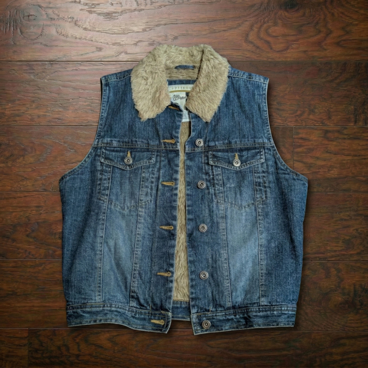 Wrangler Faux Fur Lined Denim Vest Size M