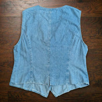 Vintage 1980s G.W. Division of Graff Embroidered Denim Vest Size 16 (Fits M)