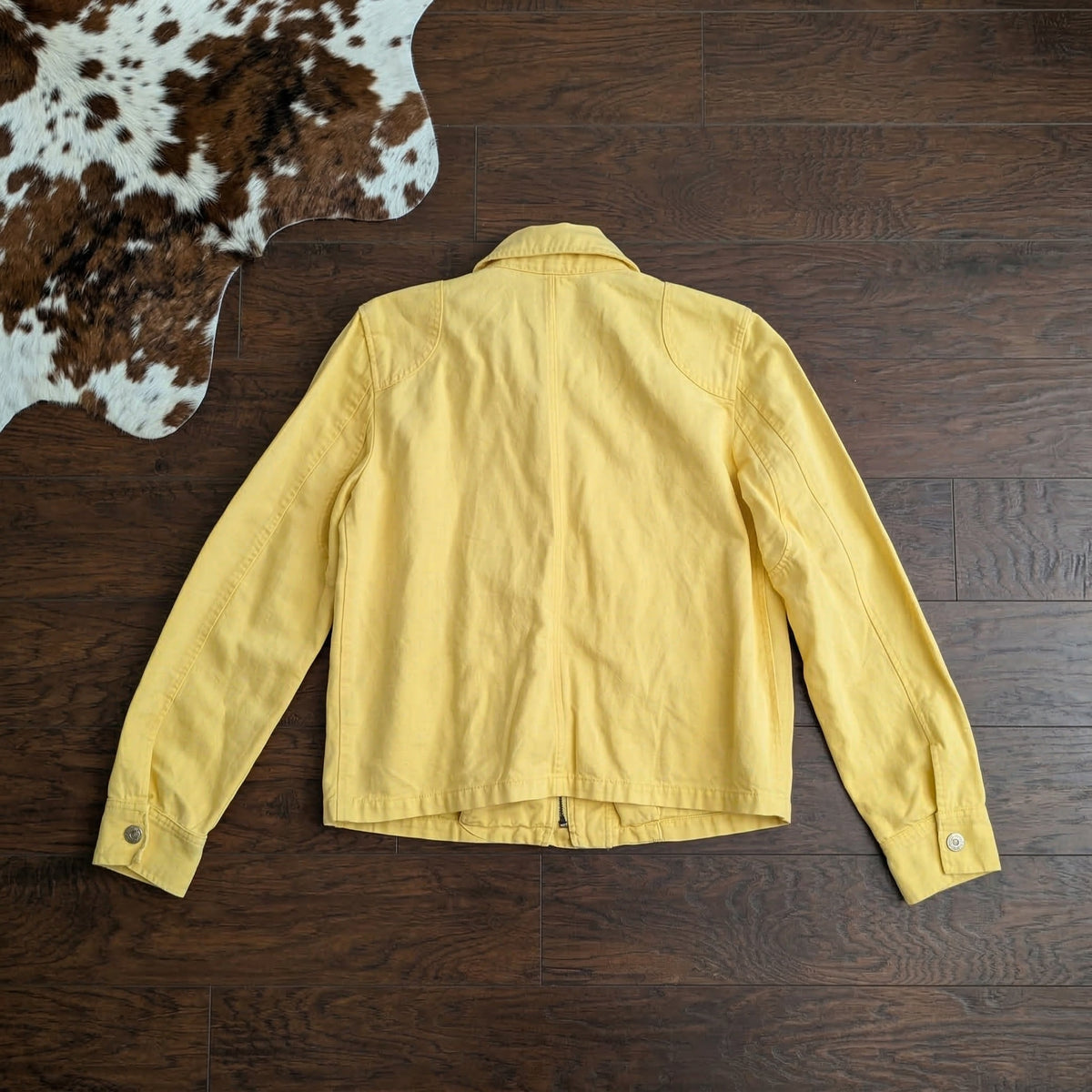 Lauren Ralph Lauren Yellow Cotton Linen Lobster Clasp Jacket Size M