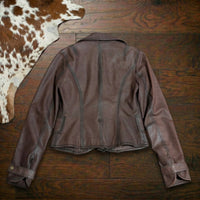 Y2K Arden B Brown Genuine Leather Button Blazer Jacket Size M