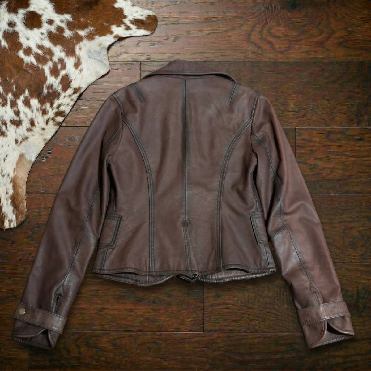 Y2K Arden B Brown Genuine Leather Button Blazer Jacket Size M