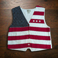Vintage 1990s Tantrums Americana Flag Print Embroidered Vest Size L