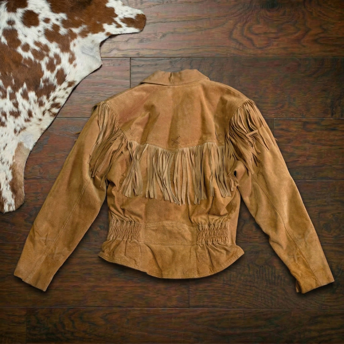 Vintage 1990s Wilsons Leather Brown Genuine Suede Fringe Jacket Size M
