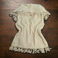 Lauren Ralph Lauren Linen Silk Knit Fringe Concho Vest Size L