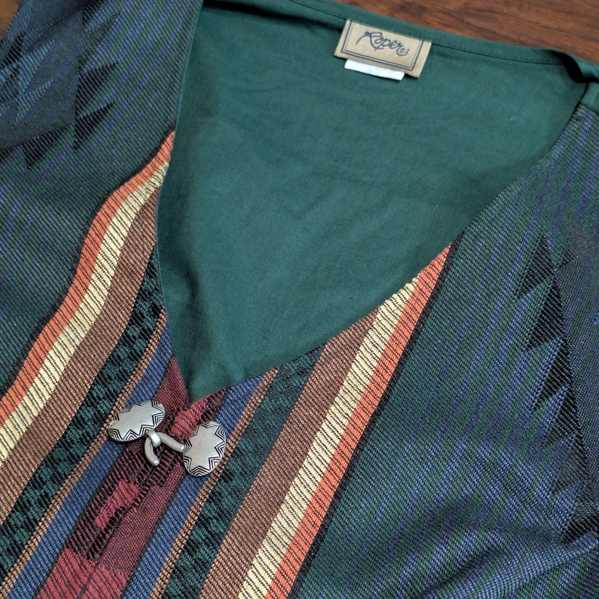 Vintage 1990s Roper Southwestern Pattern Hook and Eye Vest Size 2XL