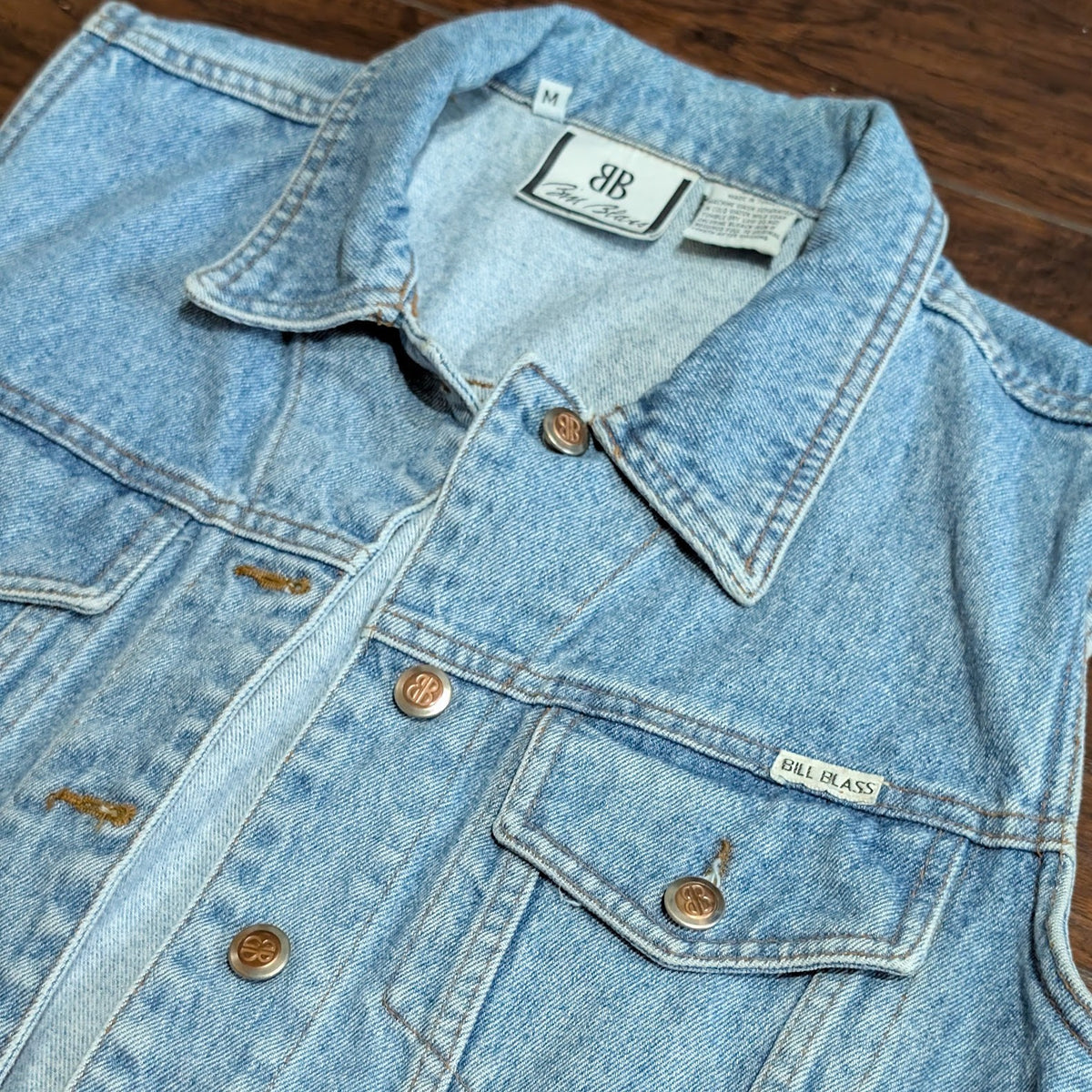 Vintage 1990s Bill Blass Light Wash Denim Vest Unisex Size M