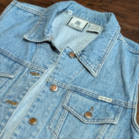 Vintage 1990s Bill Blass Light Wash Denim Vest Unisex Size M