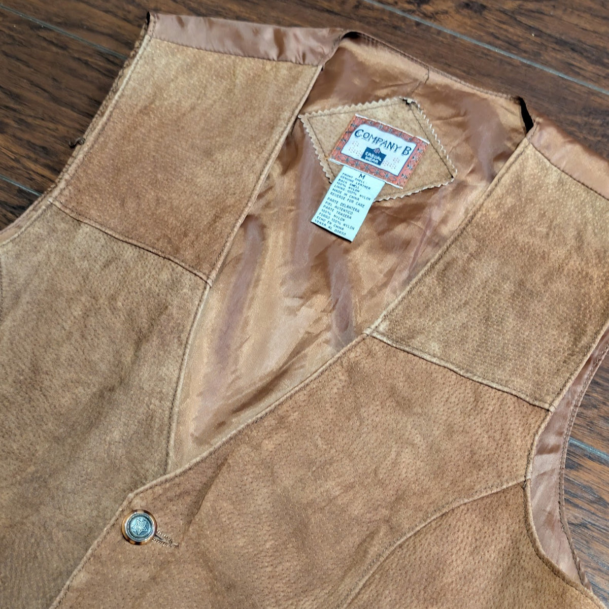 Vintage 1980s Company B Genuine Suede Star Button Western Vest Size M