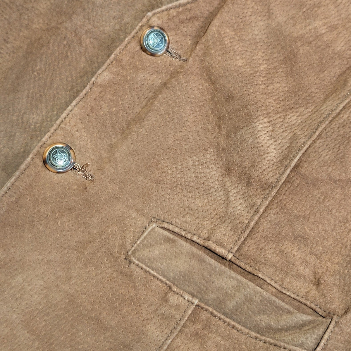 Vintage 1980s Company B Genuine Suede Star Button Western Vest Size M