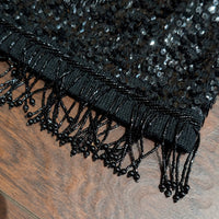 Vintage 1980s Mohan's Ltd Black Sequin Beaded Fringe Vest Size 38 (Fits M)