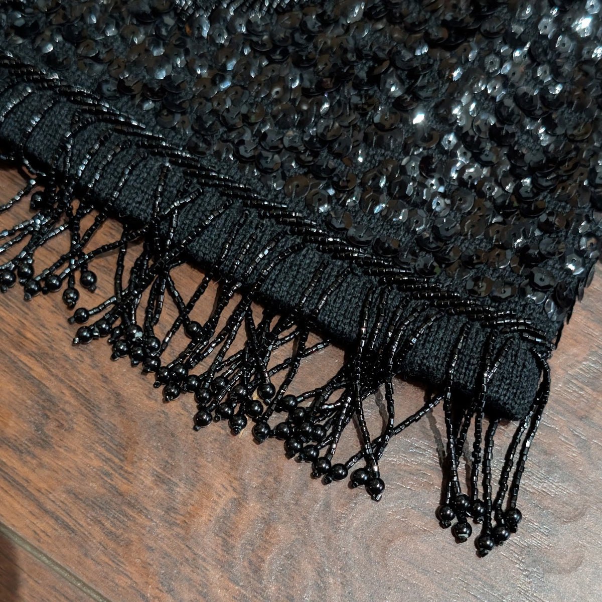 Vintage 1980s Mohan's Ltd Black Sequin Beaded Fringe Vest Size 38 (Fits M)