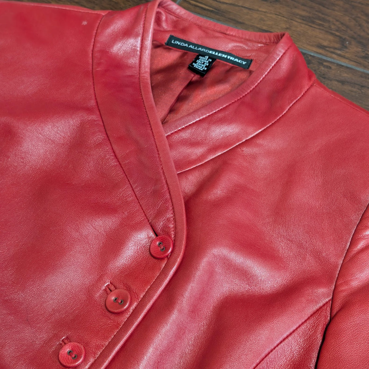 Red Leather Asymmetrical Jacket Size 4 (Fits S)