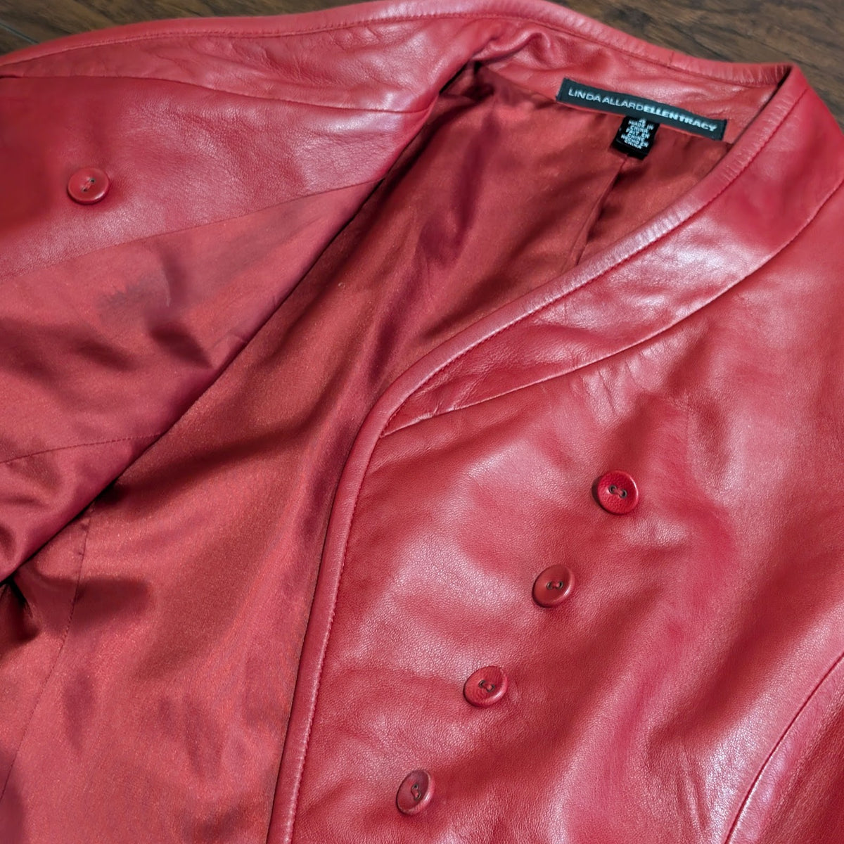 Red Leather Asymmetrical Jacket Size 4 (Fits S)