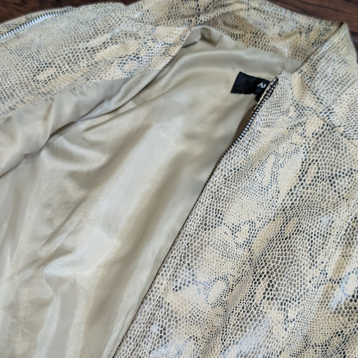 Alfani Genuine Leather Snakeskin Print Zip Jacket Size P (Fits PS)