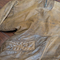 Vintage Oversized 1980s Out of Bounds Distressed Leather Bomber Jacket Size S