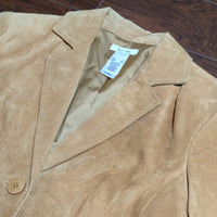 Liz & Co. Tan Genuine Suede Button Front Blazer Jacket Size S