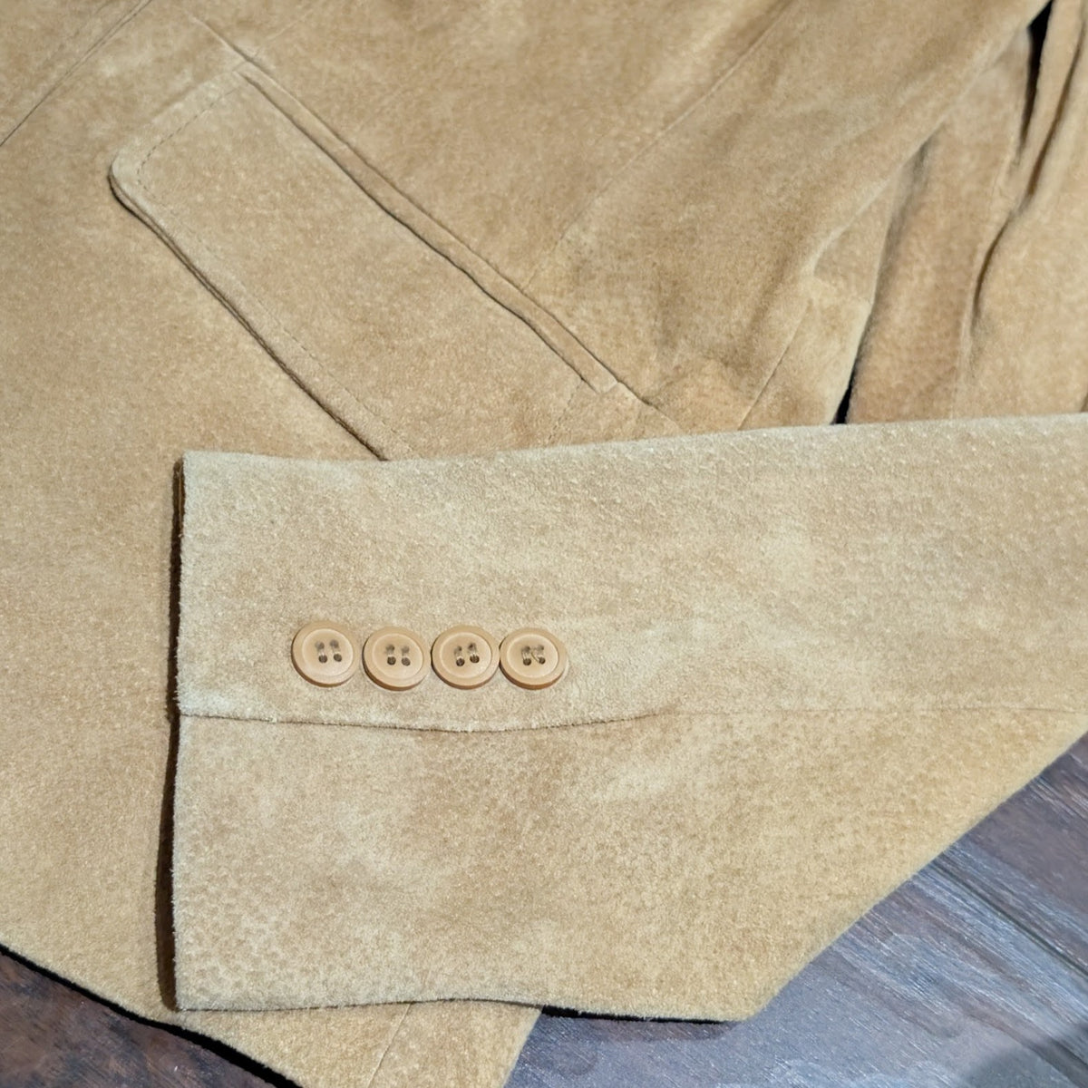 Liz & Co. Tan Genuine Suede Button Front Blazer Jacket Size S