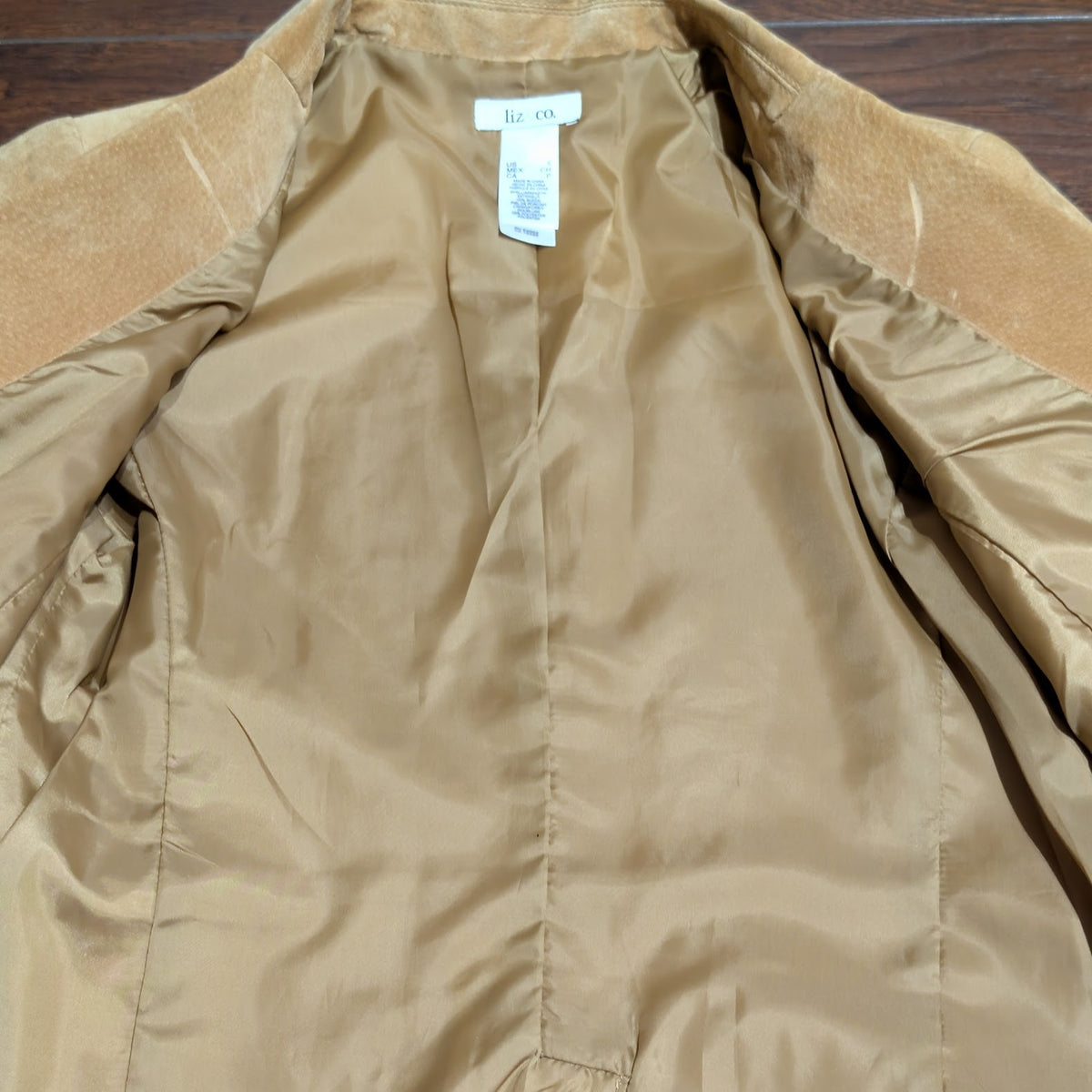 Liz & Co. Tan Genuine Suede Button Front Blazer Jacket Size S