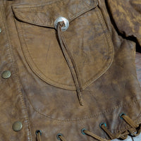 Vintage 1980s B.B. Dakota Cropped Distressed Leather Concho Jacket Size S