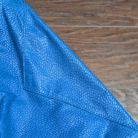 Vintage 1980s Out of Bounds Cobalt Blue Snakeskin Leather Bomber Jacket Size M (Fits S)