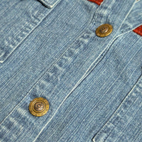Denim & Co. Velvet Corduroy Trim Button Front Denim Jacket Size M