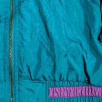 Vintage 1980s Lavon Teal & Purple Abstract Print Windbreaker Jacket Size M