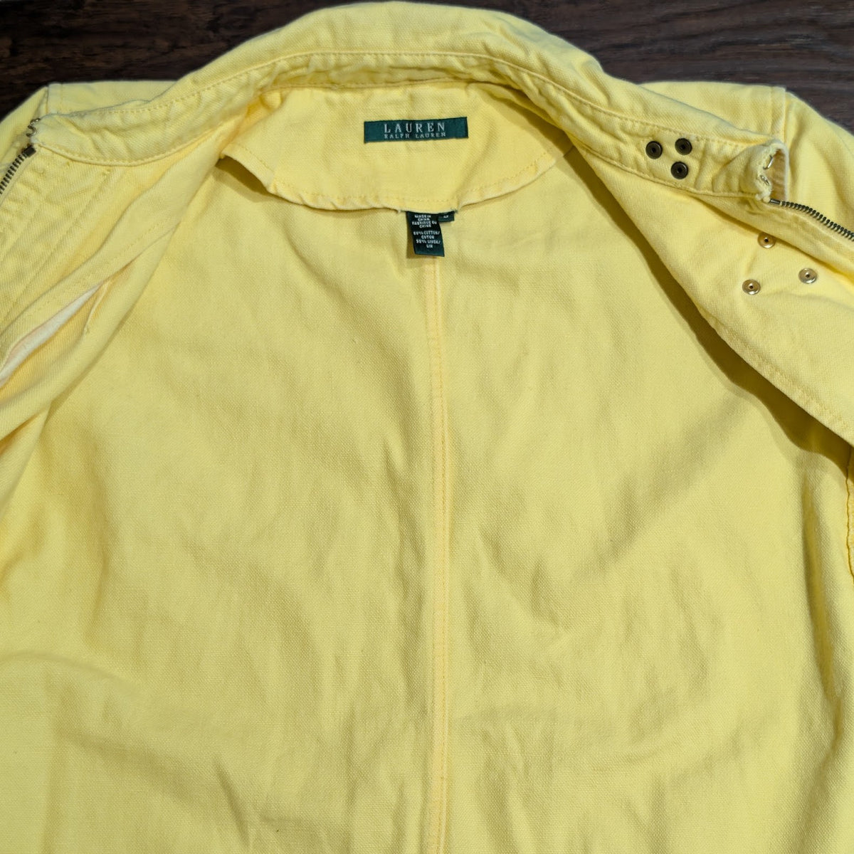 Lauren Ralph Lauren Yellow Cotton Linen Lobster Clasp Jacket Size M