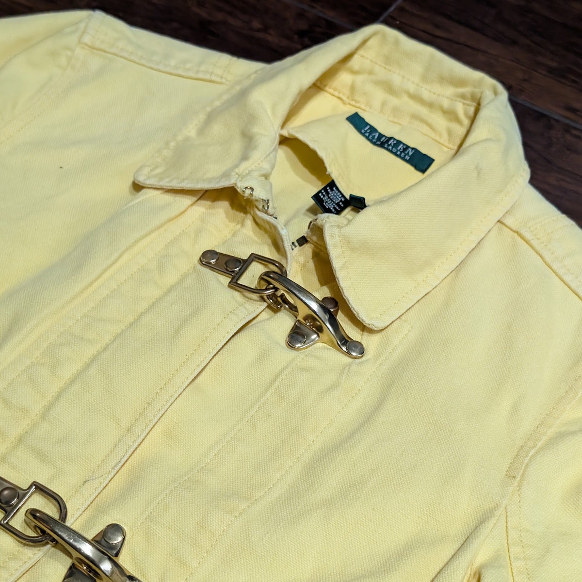 Lauren Ralph Lauren Yellow Cotton Linen Lobster Clasp Jacket Size M