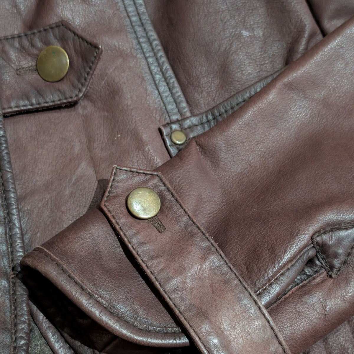 Y2K Arden B Brown Genuine Leather Button Blazer Jacket Size M