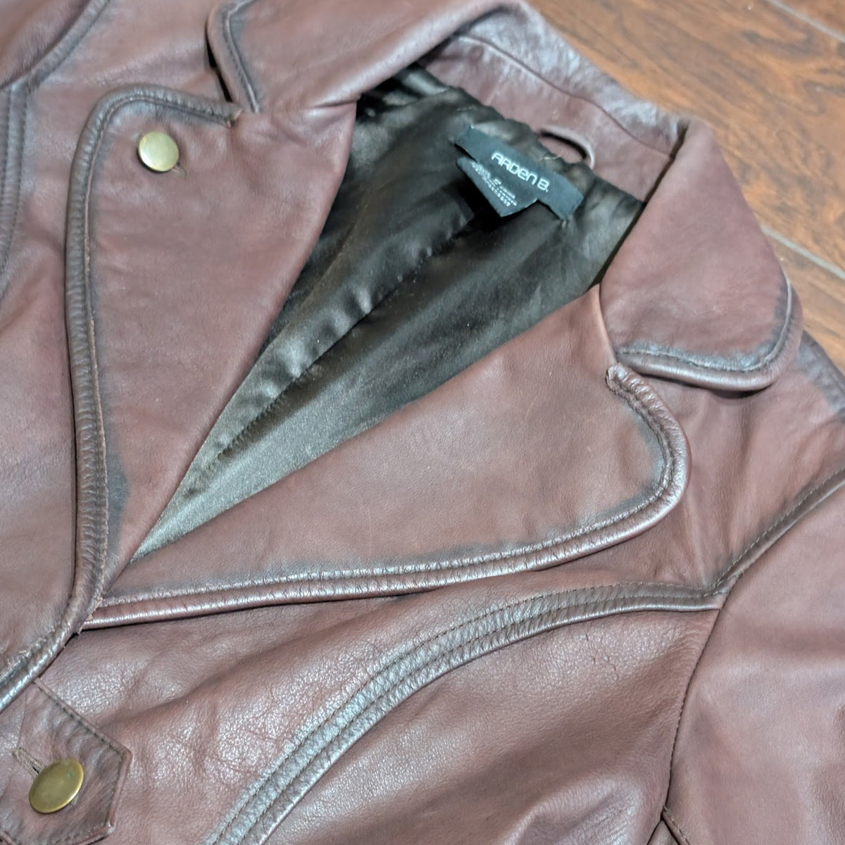 Y2K Arden B Brown Genuine Leather Button Blazer Jacket Size M