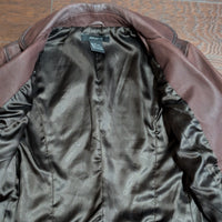 Y2K Arden B Brown Genuine Leather Button Blazer Jacket Size M