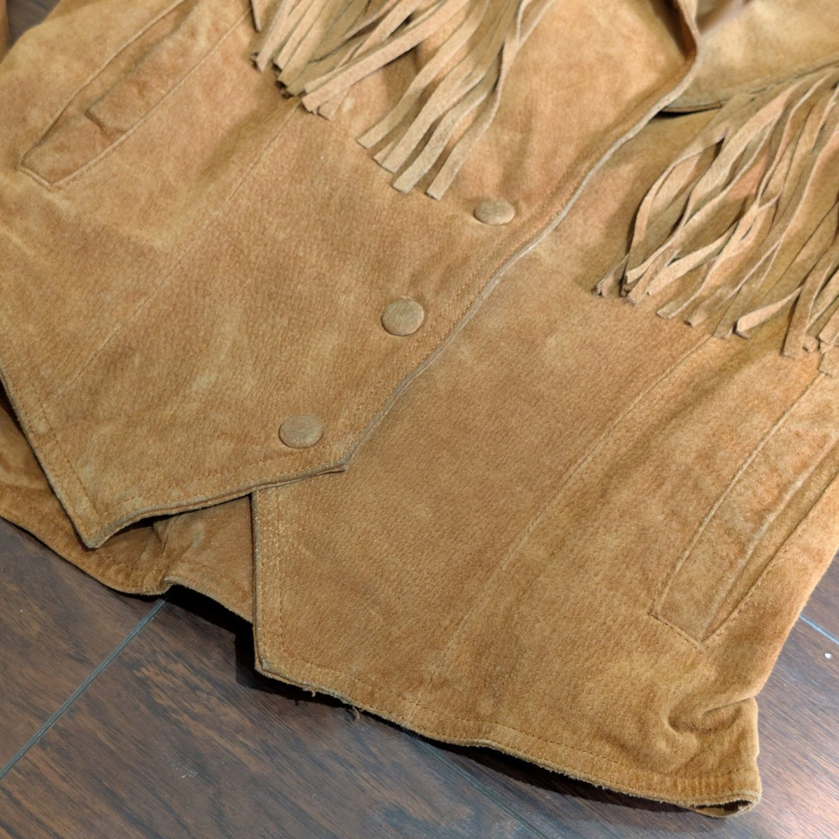 Vintage 1990s Wilsons Leather Brown Genuine Suede Fringe Jacket Size M