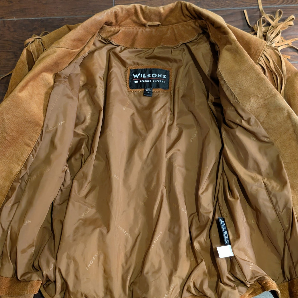 Vintage 1990s Wilsons Leather Brown Genuine Suede Fringe Jacket Size M