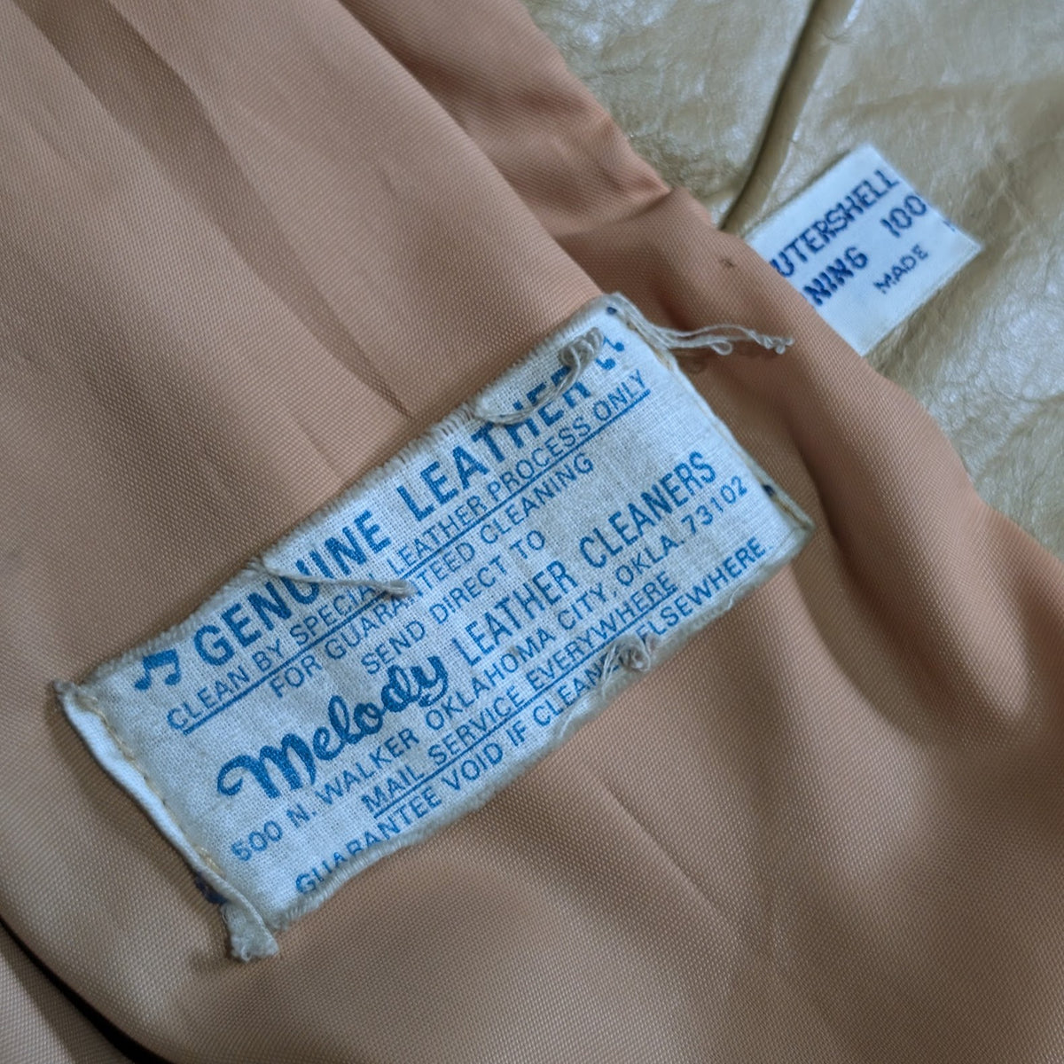 Vintage 1970s NWT Ms Pioneer Deadstock Beige Leather Tie Waist Jacket Size 12 (Fits M)