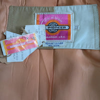 Vintage 1970s NWT Ms Pioneer Deadstock Beige Leather Tie Waist Jacket Size 12 (Fits M)