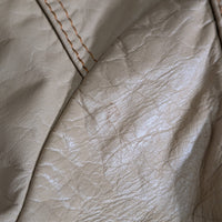 Vintage 1970s NWT Ms Pioneer Deadstock Beige Leather Tie Waist Jacket Size 12 (Fits M)