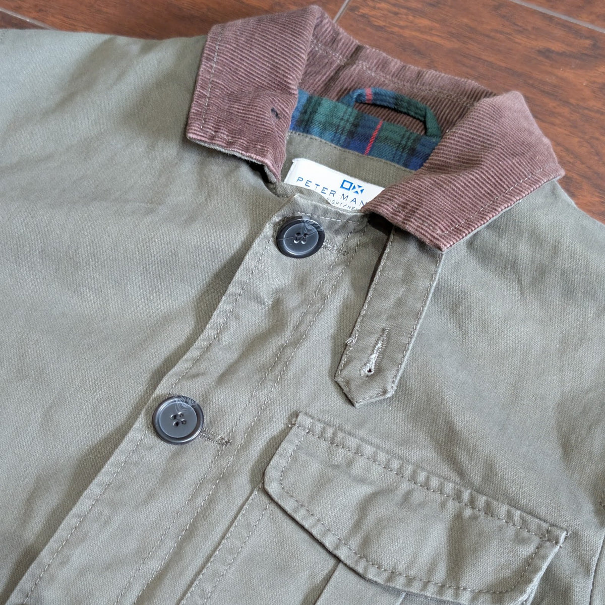 Peter Manning Olive Green Corduroy Collar Flannel Lined Barn Jacket Size 1 (XS)
