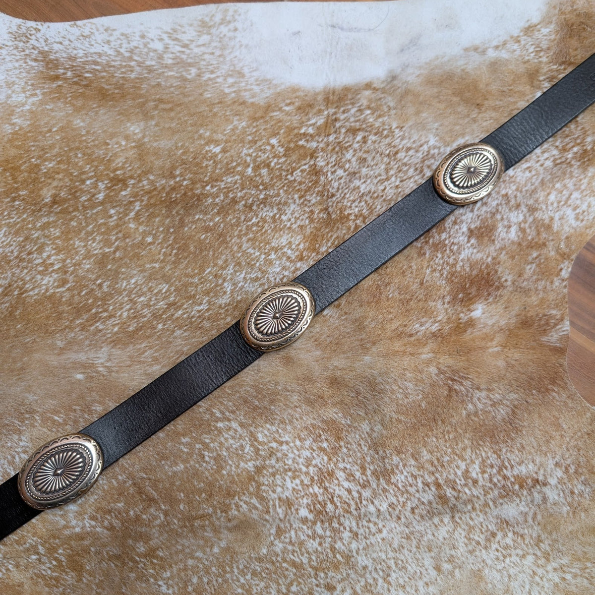 Vintage 1990s Black Leather Ralph Lauren Concho Belt Size XL